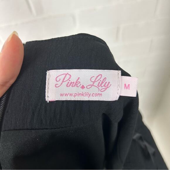 Pink Lily Classic Black Faux Wrap Ruffle Skirt Size M - Picture 3 of 10